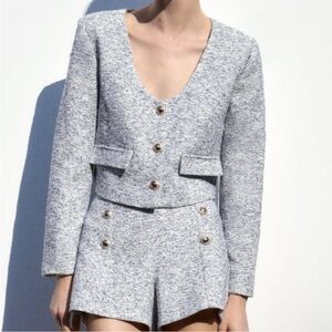 Zara Cropped Tweed Jacket & Shorts